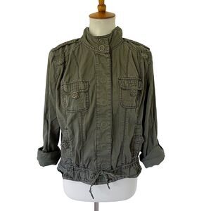 Maurices Jacket Women's Olive Green Army Green Cotton Utility Size 0 14
